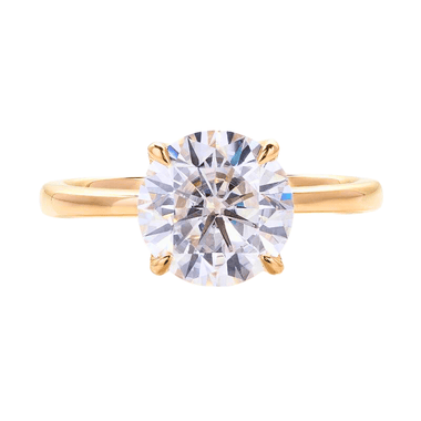Round Brilliant Tulip Solitaire Yellow Gold Ring