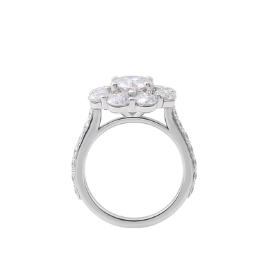 Round Old European Cut Moissanite Pavé White Gold Ring