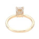Cushion Cut Hidden Halo Pavé Yellow Gold Ring