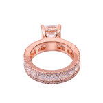 Asscher Cut Moissanite with Eternity Pave from Radiant and Round Moissanite Rose Gold Ring
