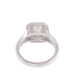 Radiant Cut Moissanite Split Shank Band Halo Pavé White Gold Ring
