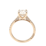 Round Brilliant Cut Moissanite Hidden Halo Pavé Milgrain Yellow Gold Ring