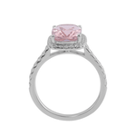 Cushion Cut Pink Sapphire Halo Pavé White Gold Ring