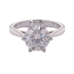 Round Brilliant Cut Moissanite Hearth White Gold Solitaire Ring