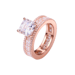 Asscher Cut Moissanite with Eternity Pave from Radiant and Round Moissanite Rose Gold Ring
