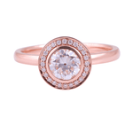 Round Brilliant Bezel Halo Rose Gold Ring