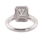Emerald Cut Moissanite Halo Pave White Gold Ring