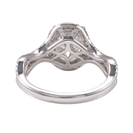 Oval Moissanite Halo Split Shank Band Pavé White Gold Ring